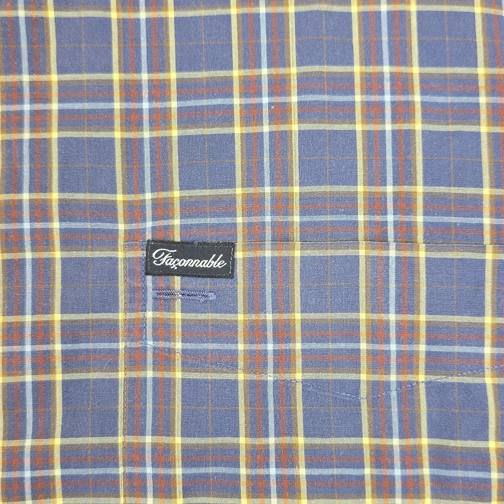 Vintage Façonnable Button-Down Shirt XL Plaid Made in‎ Malaysia 100% Cotton - Picture 6 of 9